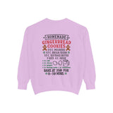 Recipe on Back Sweatshirt, Gingerbread Christmas Recipe Crewneck, Sugar Cookie Recipe Shirt, Trending Unisex Christmas Garment-Dyed Sweatshirt
