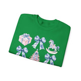 Coquette Christmas Bows Sweatshirt, Classic Christmas Shirt, Coquette Blue Pink Bows Sweatshirt Gift for Friend ideas, Casual Comfort Sweatshirts