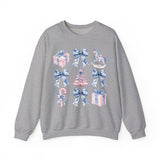 Coquette Christmas Bows Sweatshirt, Classic Christmas Shirt, Coquette Blue Pink Bows Sweatshirt Gift for Friend ideas, Casual Comfort Sweatshirts
