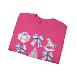 Coquette Christmas Bows Sweatshirt, Classic Christmas Shirt, Coquette Blue Pink Bows Sweatshirt Gift for Friend ideas, Casual Comfort Sweatshirts