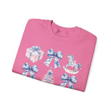 Coquette Christmas Bows Sweatshirt, Classic Christmas Shirt, Coquette Blue Pink Bows Sweatshirt Gift for Friend ideas, Casual Comfort Sweatshirts