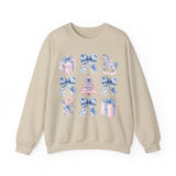 Coquette Christmas Bows Sweatshirt, Classic Christmas Shirt, Coquette Blue Pink Bows Sweatshirt Gift for Friend ideas, Casual Comfort Sweatshirts