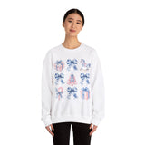 Coquette Christmas Bows Sweatshirt, Classic Christmas Shirt, Coquette Blue Pink Bows Sweatshirt Gift for Friend ideas, Casual Comfort Sweatshirts