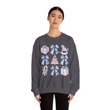 Coquette Christmas Bows Sweatshirt, Classic Christmas Shirt, Coquette Blue Pink Bows Sweatshirt Gift for Friend ideas, Casual Comfort Sweatshirts
