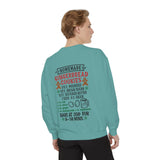 Recipe on Back Sweatshirt, Gingerbread Christmas Recipe Crewneck, Sugar Cookie Recipe Shirt, Trending Unisex Christmas Garment-Dyed Sweatshirt