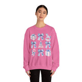 Coquette Christmas Bows Sweatshirt, Classic Christmas Shirt, Coquette Blue Pink Bows Sweatshirt Gift for Friend ideas, Casual Comfort Sweatshirts