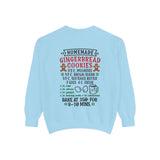 Recipe on Back Sweatshirt, Gingerbread Christmas Recipe Crewneck, Sugar Cookie Recipe Shirt, Trending Unisex Christmas Garment-Dyed Sweatshirt