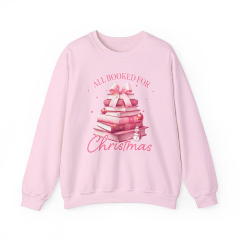 Coquette Christmas All Booked for Christmas Sweatshirt, Bookish Christmas Schedule Shirt, Coquette Pink Bows Sweatshirt Gift for Friend, Booktok Gift ideas, Classic Christmas Sweatshirts for book lovers, Casual Comfort for fantasy book readers,