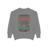 Recipe on Back Sweatshirt, Gingerbread Christmas Recipe Crewneck, Sugar Cookie Recipe Shirt, Trending Unisex Christmas Garment-Dyed Sweatshirt
