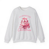 Coquette Christmas All Booked for Christmas Sweatshirt, Bookish Christmas Schedule Shirt, Coquette Pink Bows Sweatshirt Gift for Friend, Booktok Gift ideas, Classic Christmas Sweatshirts for book lovers, Casual Comfort for fantasy book readers,