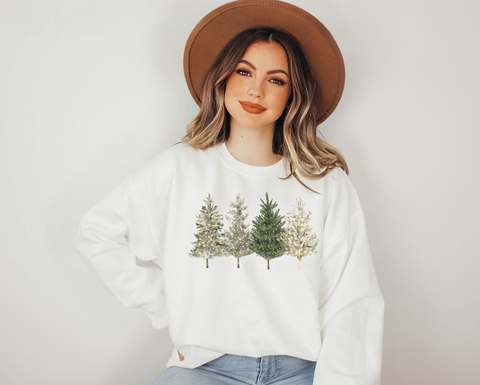 Christmas Tree Sweatshirt, Cute Holiday Themed Crewneck