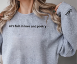 all's fair in love and poetry embroidered sweatshirt, TTPD Crewneck with embroidered sleeve,