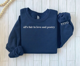 All's Fair in Love and Poetry Embroidered Crewneck, TTPD Merch Sweatshirt
