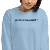 all's fair in love and poetry embroidered sweatshirt, TTPD Crewneck with embroidered sleeve,