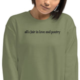 all's fair in love and poetry embroidered sweatshirt, TTPD Crewneck with embroidered sleeve,