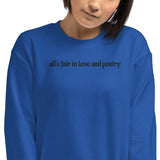 all's fair in love and poetry embroidered sweatshirt, TTPD Crewneck with embroidered sleeve,