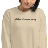 all's fair in love and poetry embroidered sweatshirt, TTPD Crewneck with embroidered sleeve,