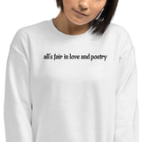 all's fair in love and poetry embroidered sweatshirt, TTPD Crewneck with embroidered sleeve,