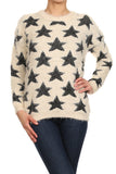 Star Patterned Faux Fur Knit Sweater - My Jewel Candy - 1
