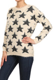 Star Patterned Faux Fur Knit Sweater - My Jewel Candy - 2