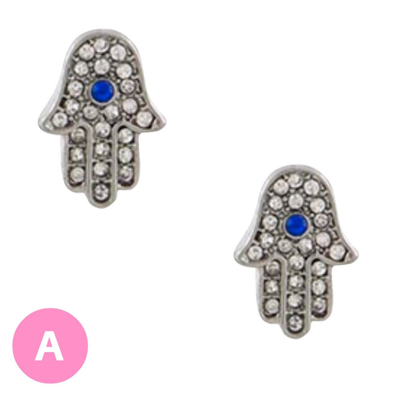 Hamsa Evil Eye Crystal Earrings - My Jewel Candy - 1