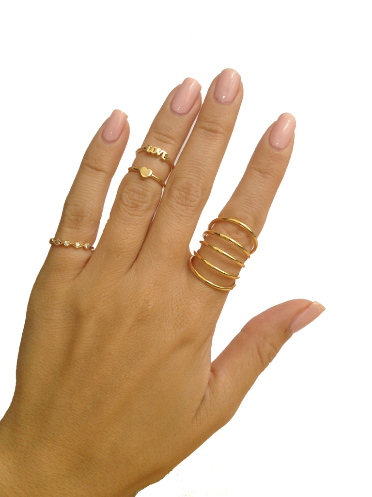 Spiral Down Crystal 18k Gold Plated Ring – Ettika