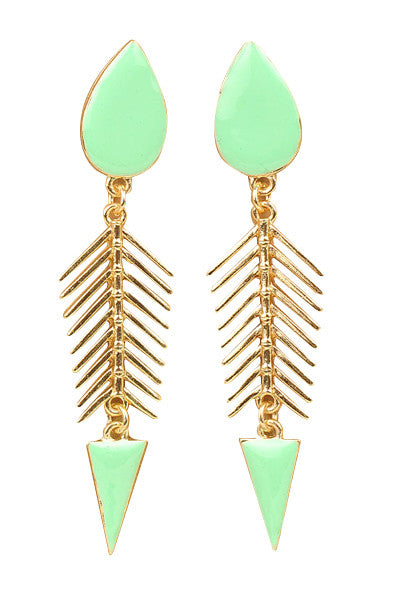 Mint Fishbone Earrings - My Jewel Candy