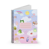 OMG! Cute Kawaii Stickers Notebook Journal! | Kawaii Yoobi Axolotl Lovers Gift | Korean Washie Mantra | Gund Pusheen Squishy Spiral Notebook - Ruled Line