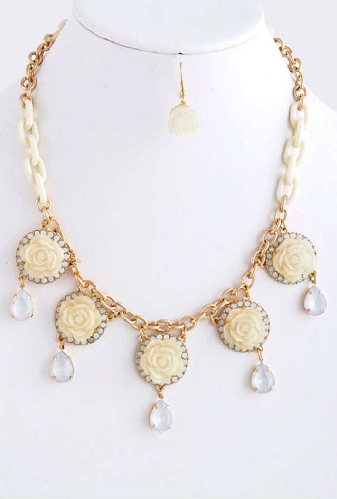 Jeweled Rose Chain Necklace - My Jewel Candy
