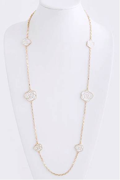 Long Rose Charm Necklace - My Jewel Candy