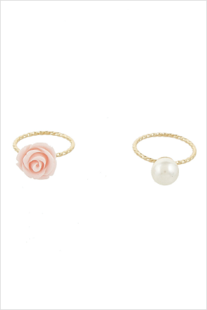 Pearl and Rose Ring Set - My Jewel Candy