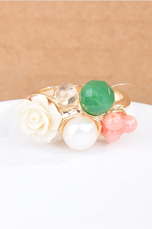 Rose and Clustered Gems Ring - My Jewel Candy - 1