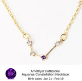 Aquarius Birthstone Constellation Zodiac Necklace (with Amethyst Birthstone) - "Star Candy"