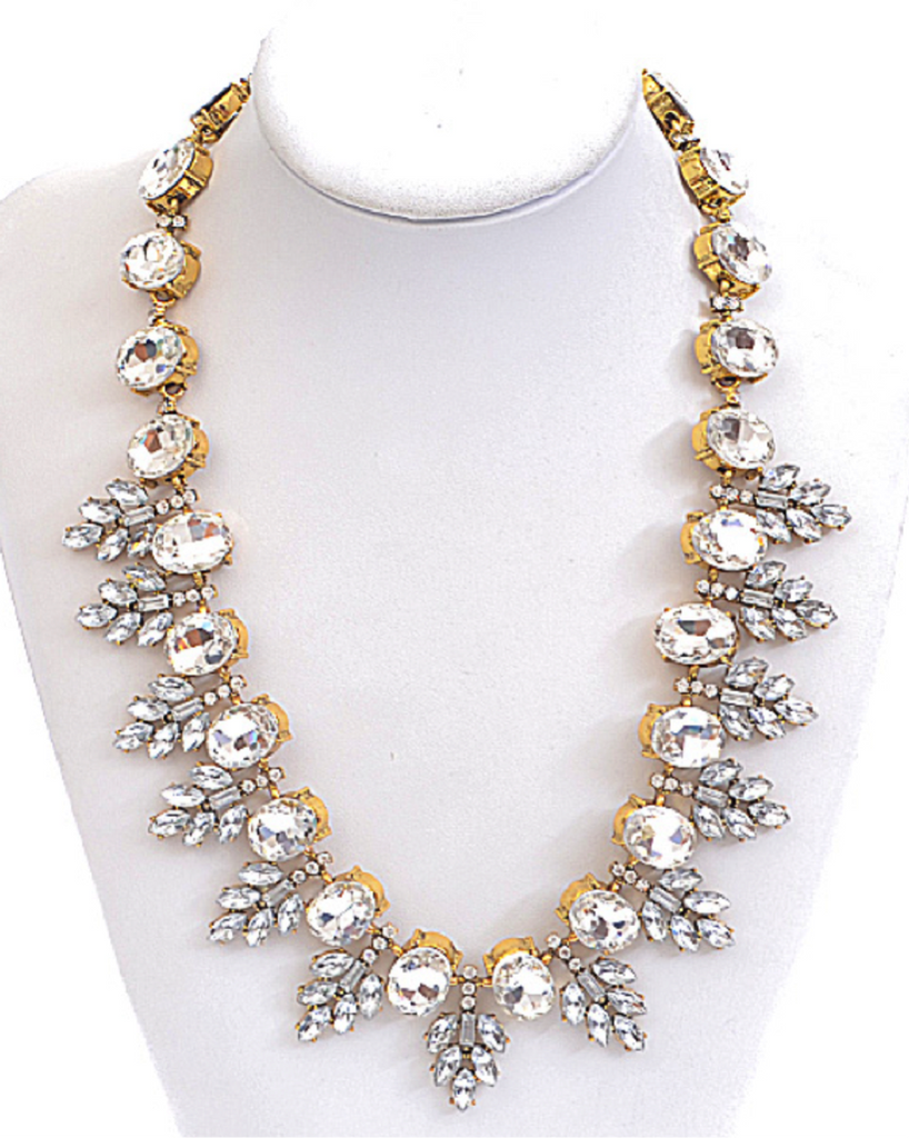 Ivy Leaf Rhinestone Detailed Necklace - My Jewel Candy