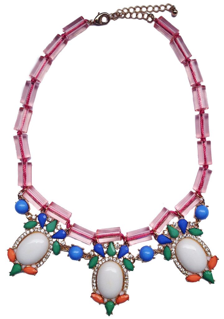 Jewel Fantasy Necklace - White & Pink - My Jewel Candy