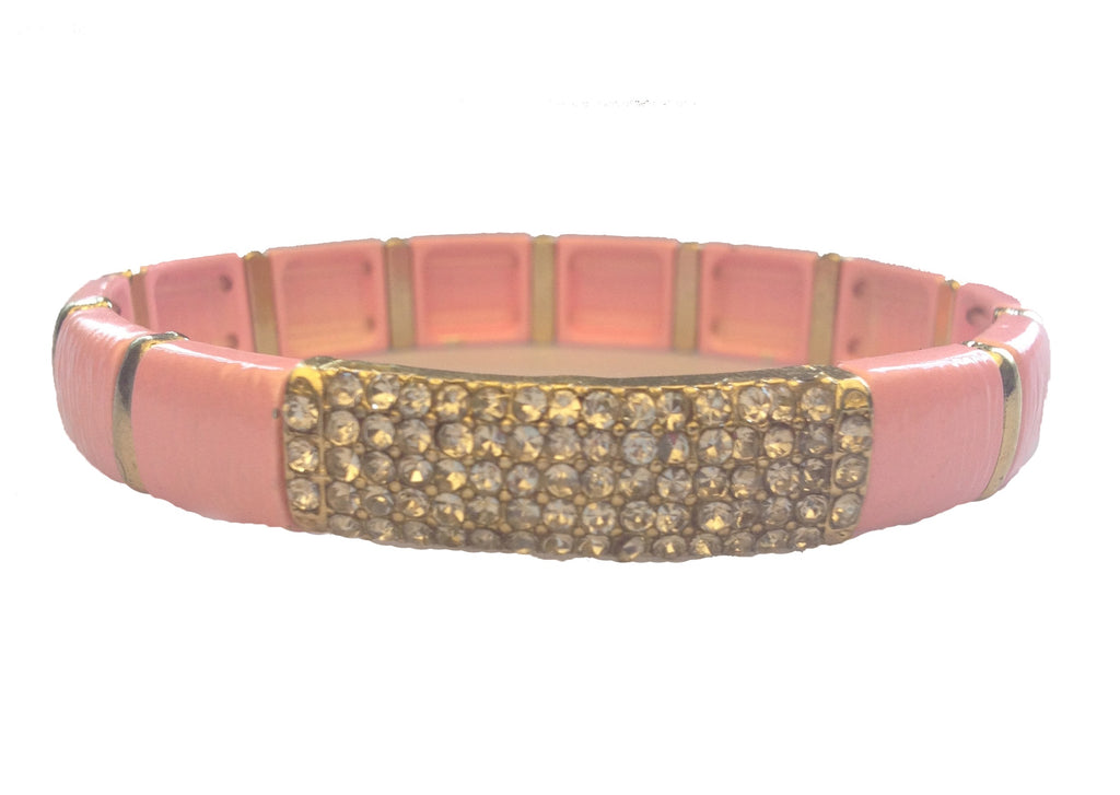 Baby Pink & Crystal Stretch Bracelet - My Jewel Candy - 1