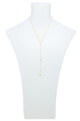 Gorgeous Pearl Teadrop Lariat Necklace