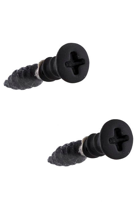 Double Sided Black Screw Earrings