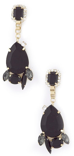 Midnight Teardrop Jewel & Crystal Cluster Earrings - My Jewel Candy