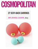 Coral & Turquoise Double-Sided Earrings (As seen in Cosmo) - My Jewel Candy - 1