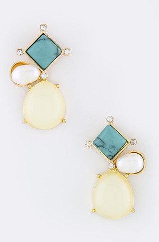 Cream & Turquoise Smolder Earrings - My Jewel Candy - 1