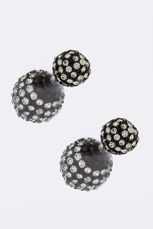 Black Crystal Orb Double Sided-Stud Earrings - My Jewel Candy