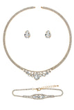 Rhinestone Encrusted Choker Necklace, Earrings and Bracelet Set
