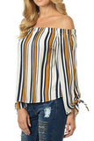 Stripe Printed Off the Shoulder Top - My Jewel Candy - 2
