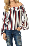Stripe Printed Off the Shoulder Top - My Jewel Candy - 4