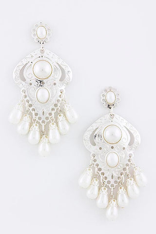 Silver Dangle Pearl Earrings - My Jewel Candy