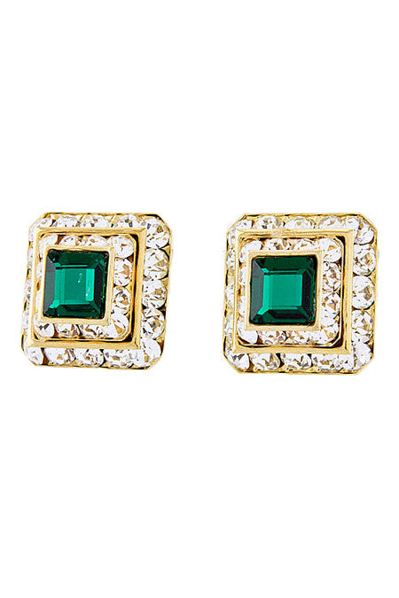 Square Emerald Clip-on Earrings - My Jewel Candy