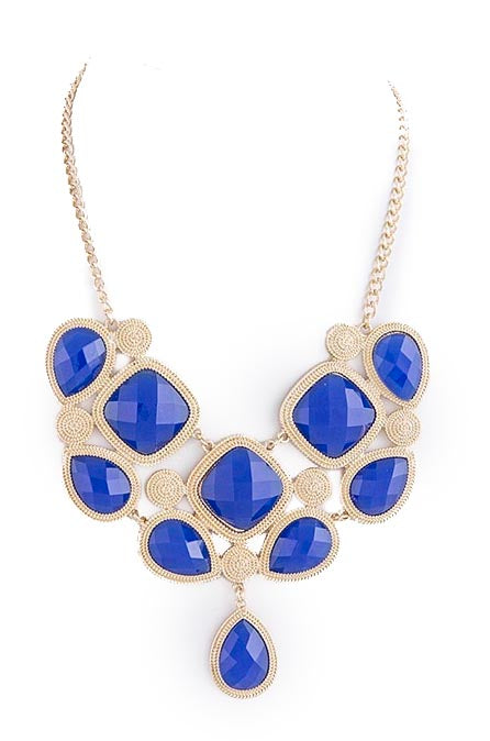Gold-Lined Royal Blue Gem Necklace - My Jewel Candy
