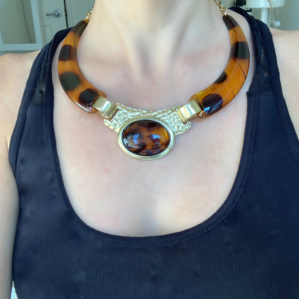 Faux Tortoise Collar Necklace (One available)