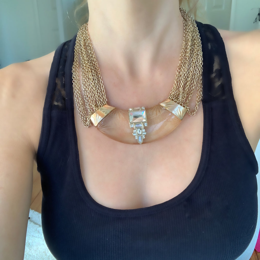 Lucite & Gold Chains Necklace